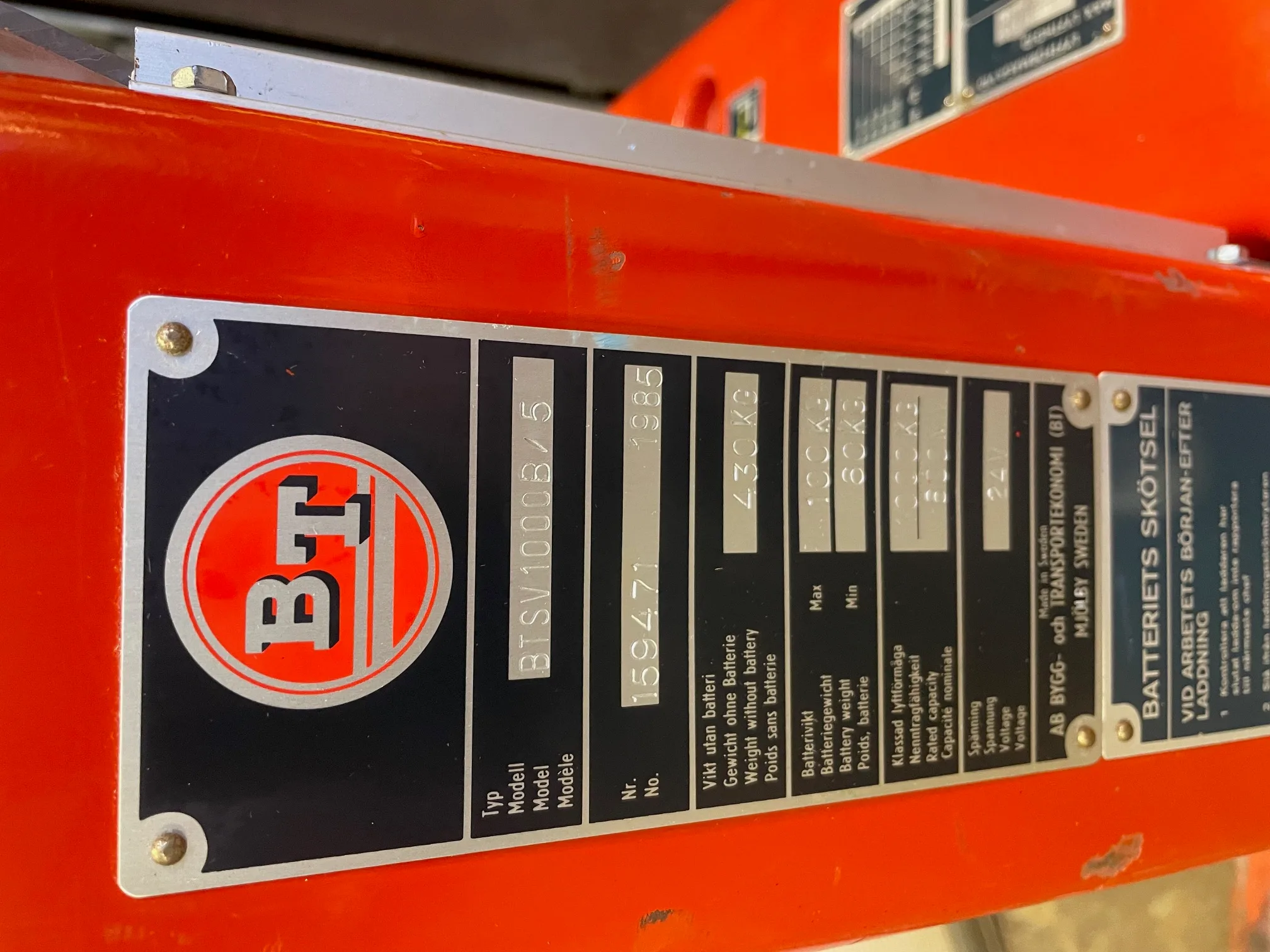 BT SV1000B/5 handdragen staplare i lager bild 2